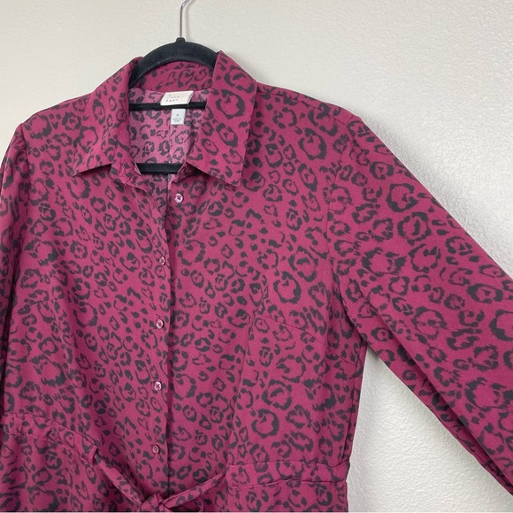 A New Day Women's Medium Long Sleeve Shirt Dress Animal Print Red Office Career - Picture 6 of 15